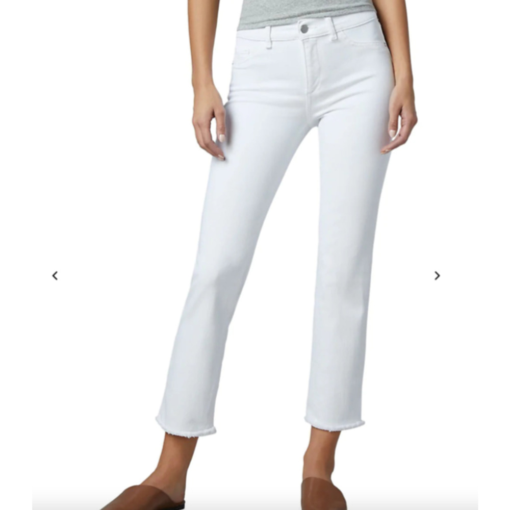 DL1961 Denim Mara Straight Mid Rise Instasculpt Ankle in white Milk, size 27